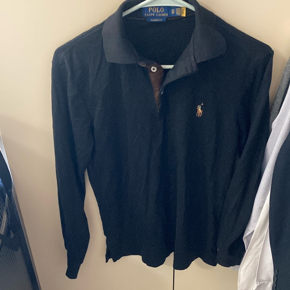 Polo by Ralph Lauren Black Long Sleeve Polo Men XS